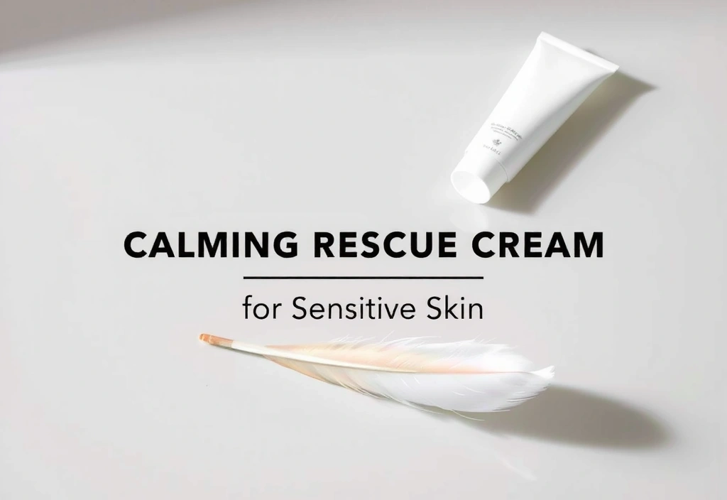 Gentle Calming Rescue Cream with a feather and water